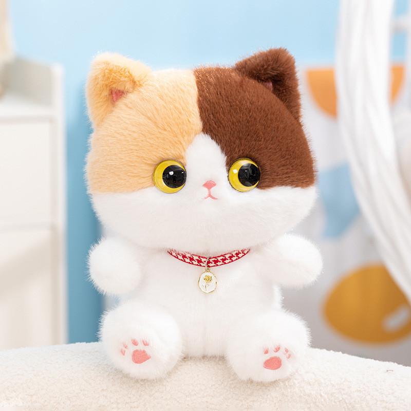 Lucky Cat Plush Toy With Necklace And Bow Decoration For Home Decor And Giftgiving