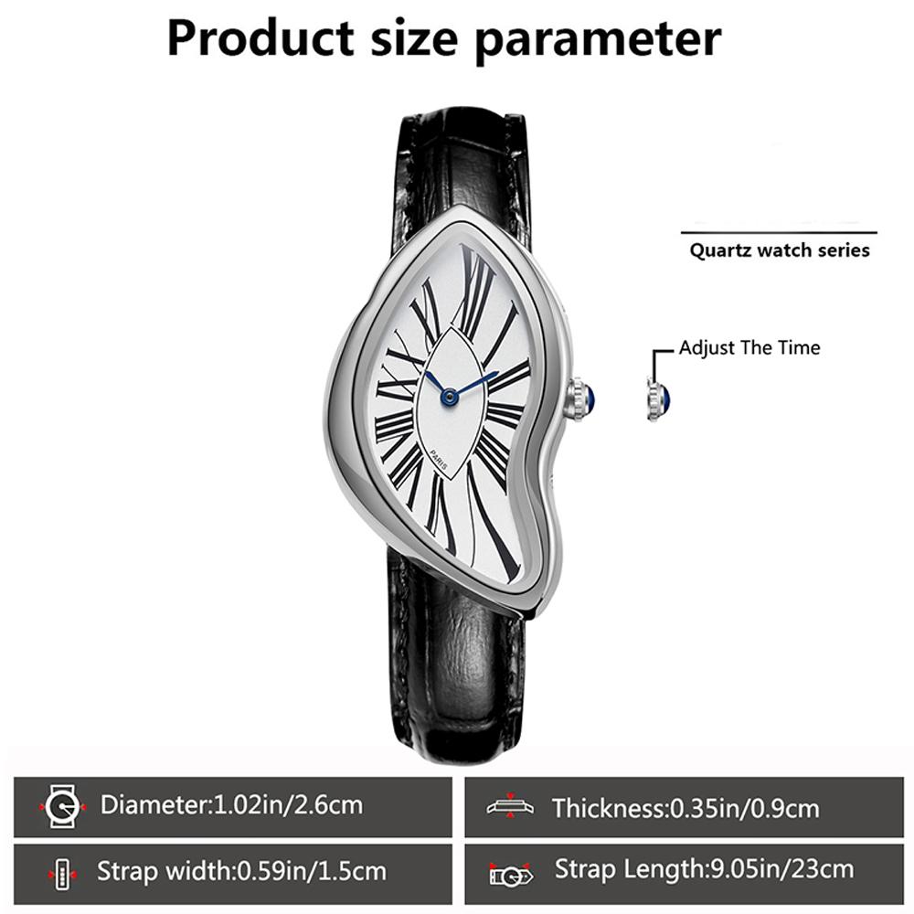 New Luxury Irregular Crash Melting Twist Watches Men's High Quality Genuine Leather Advanced Creative Design Paris Wristwatches