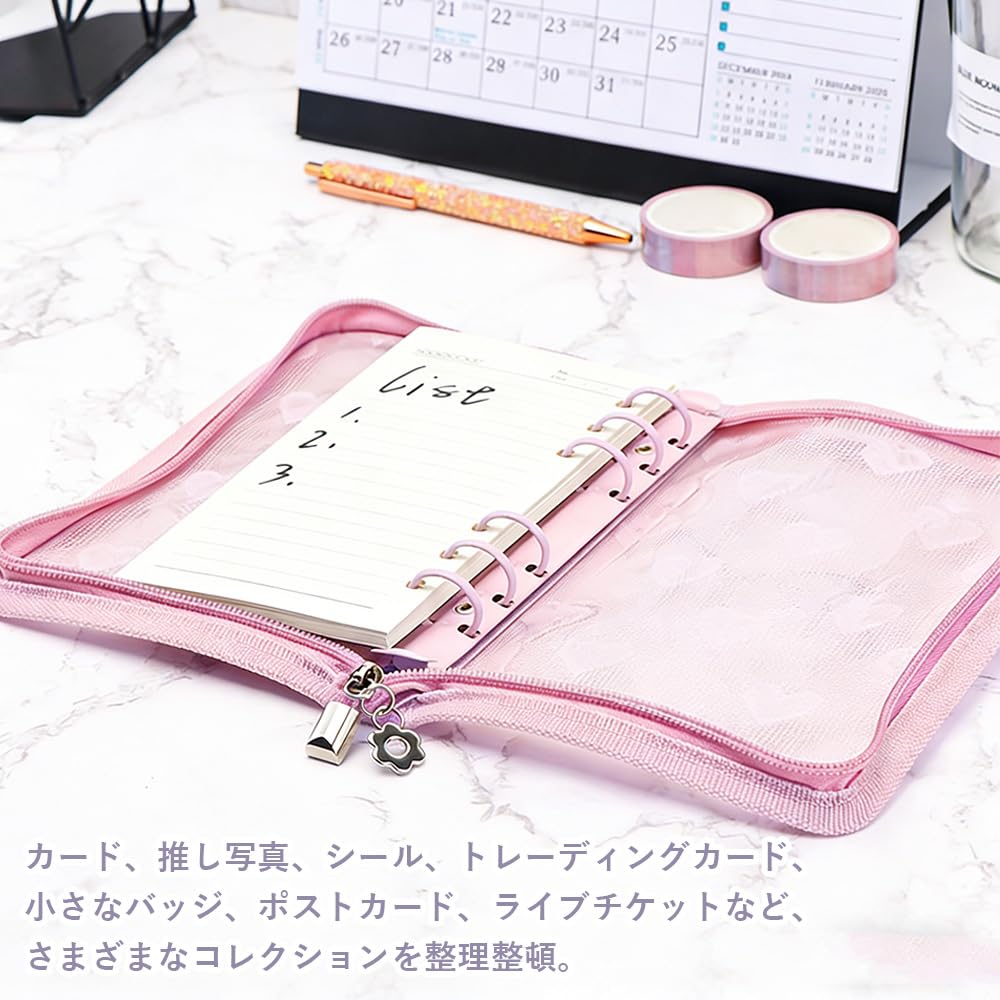 DFsucces Sammelkartenhalter für 160 Karten Enthält 20 Herz-Spitze Perfekt für Lieblingskarten, Einfach für den Tausch und Idol-Fotos Hülle, A5, 6-Ring, 4-Taschen Doppelseitig