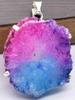 Rainbow Solar Quartz Druzy Natural Gemstone Silver Plated Pendant 2" J674
