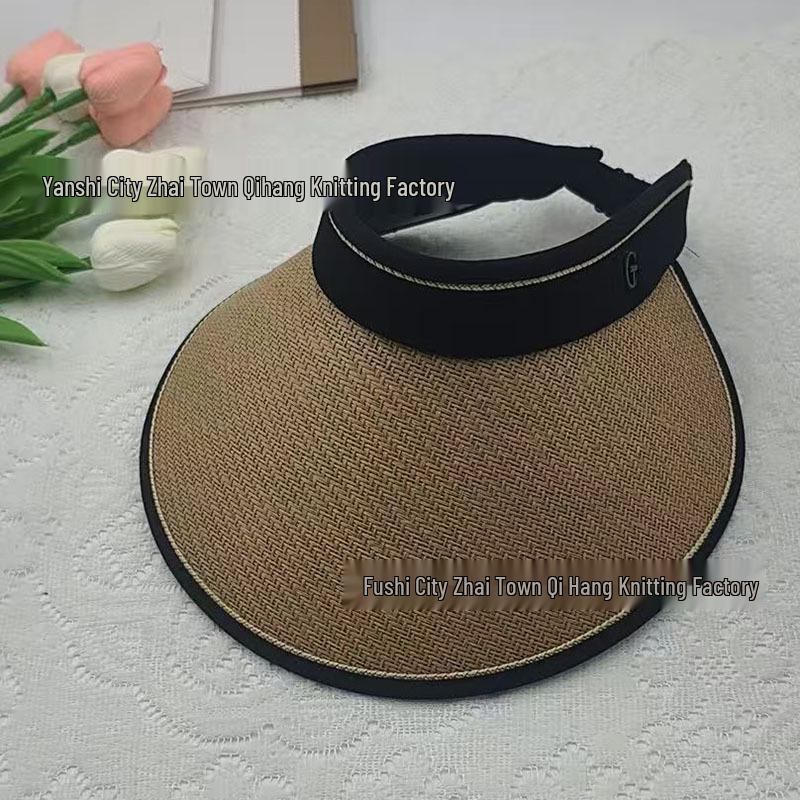 Women's UV Protection Straw Sun Hat with Face Shield, Korean Style, Wide Brim