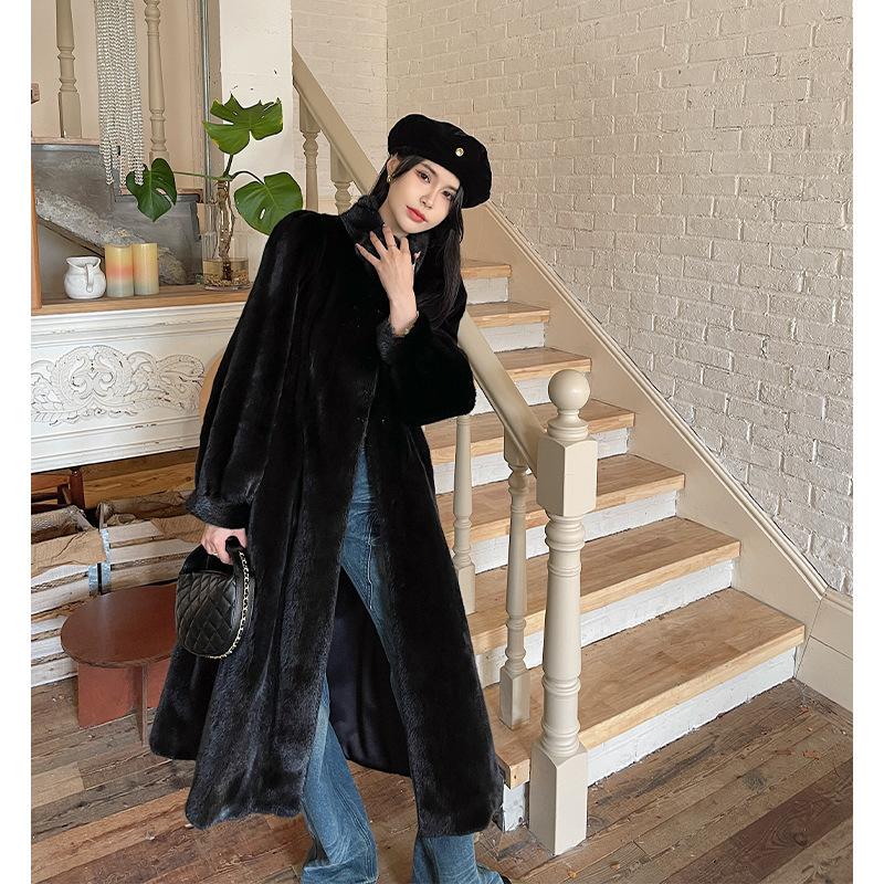 2024 winter new environmentally friendly purple label velvet extended mink coat young mink fur fur coat women