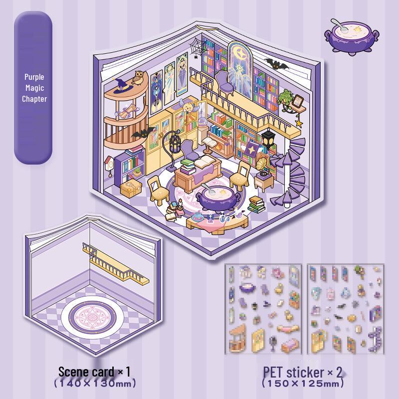 Cute 3D Cartoon Cottage Landscaping Stickers for Collage Journals