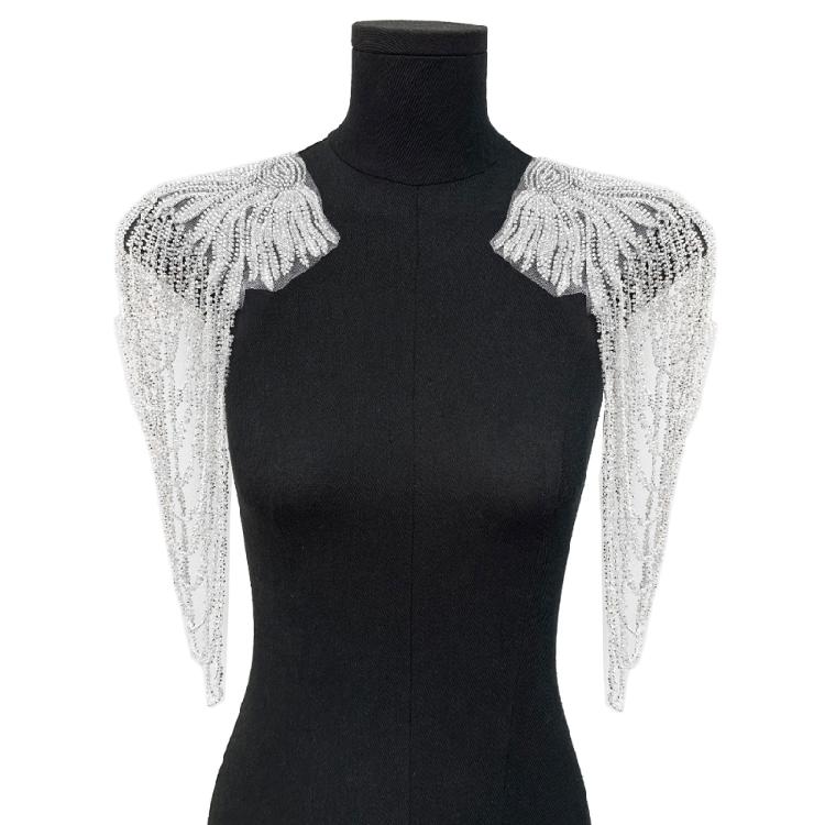 Pair Of Sequins Fringe Shoulder Patches For Party Attire Comfortable Long Wear Decorative Accent