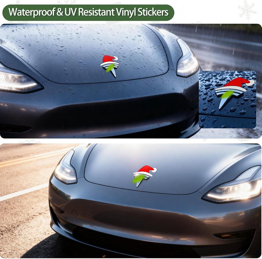 7PCS Waterproof Hat Christmas Stickers for Car Decals for More, Automotive Decals for Christmas Gift