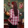 Women's long-sleeve plaid shirt 2026 new Korean style fashion design slim casual top