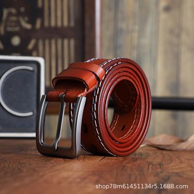 Pin Buckle Men'S Belt Casual Jeans Belt First Layer Cowhide Fashion Leather Belt
