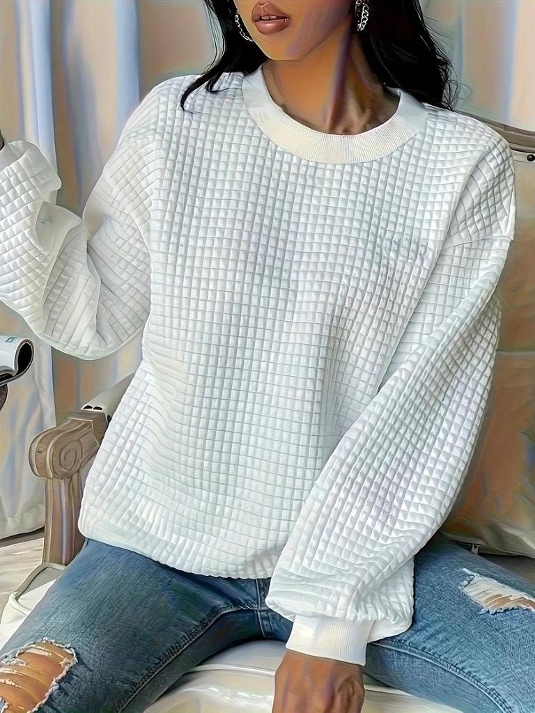 Trendy European & American Round Neck Solid Color Long-Sleeve Ladies' Sweatshirt for Autumn & Winter