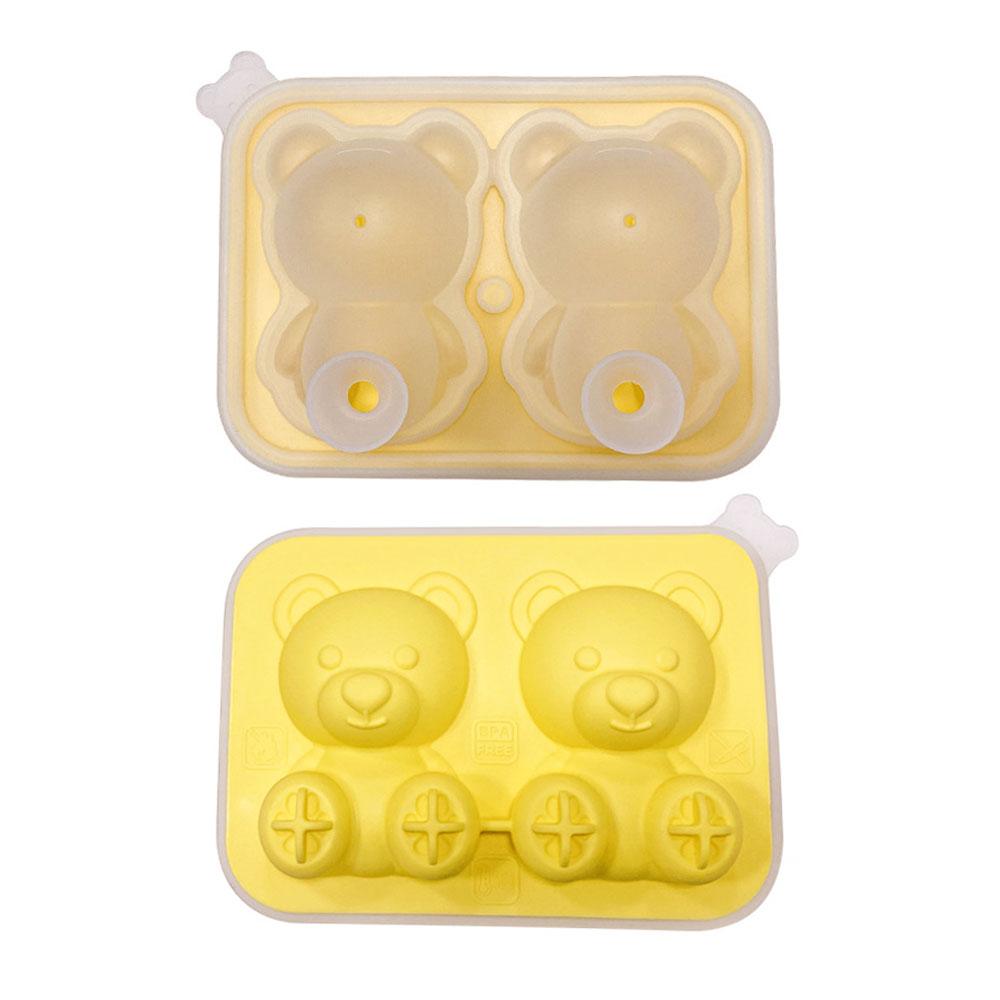 Silicone World DIY 4/2 Cute Bears Shape Ice Cube Silicone Mold Ice Grid Home Kitchen Ice Cream Molds Ice Ball Ice Making Box