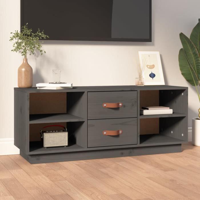 VidaXL Meuble TV Gris 100x34x40 cm Bois de pin massif 818227