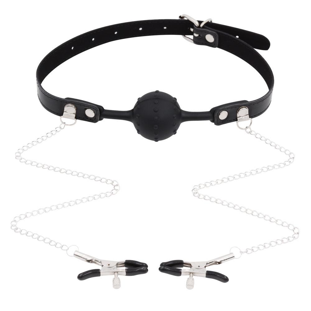 SM Training Props Silicone Mouth Ball Ball Gag Sexy Nipple Clamp Men and Women Bondage and Discipline Adult Sex Product