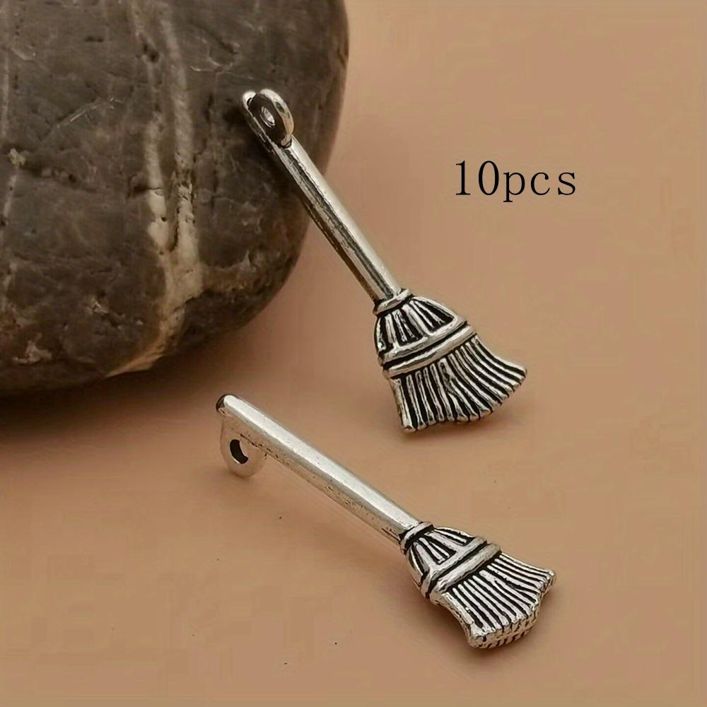 

10pcs Alloy Broom Pendants, Halloween Fashion Theme Charms for Bracelet Necklace Jewelry Craft Making 10pcs