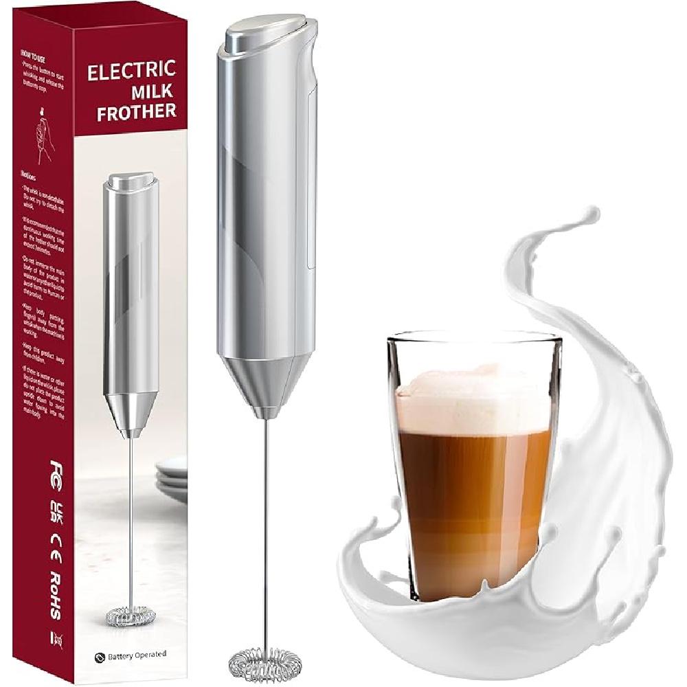 

Насадка для вспенивания молока, ручной миксер для вспенивания молока, электрический венчик для приготовления пены для кофе, горячего шоколада, матча, капучино, латте, из нержавеющей стали серебряный