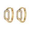 ANENJERY Zircon Hollow Geometric Huggie Hoop Earrings For Women Temperament French Jewelry