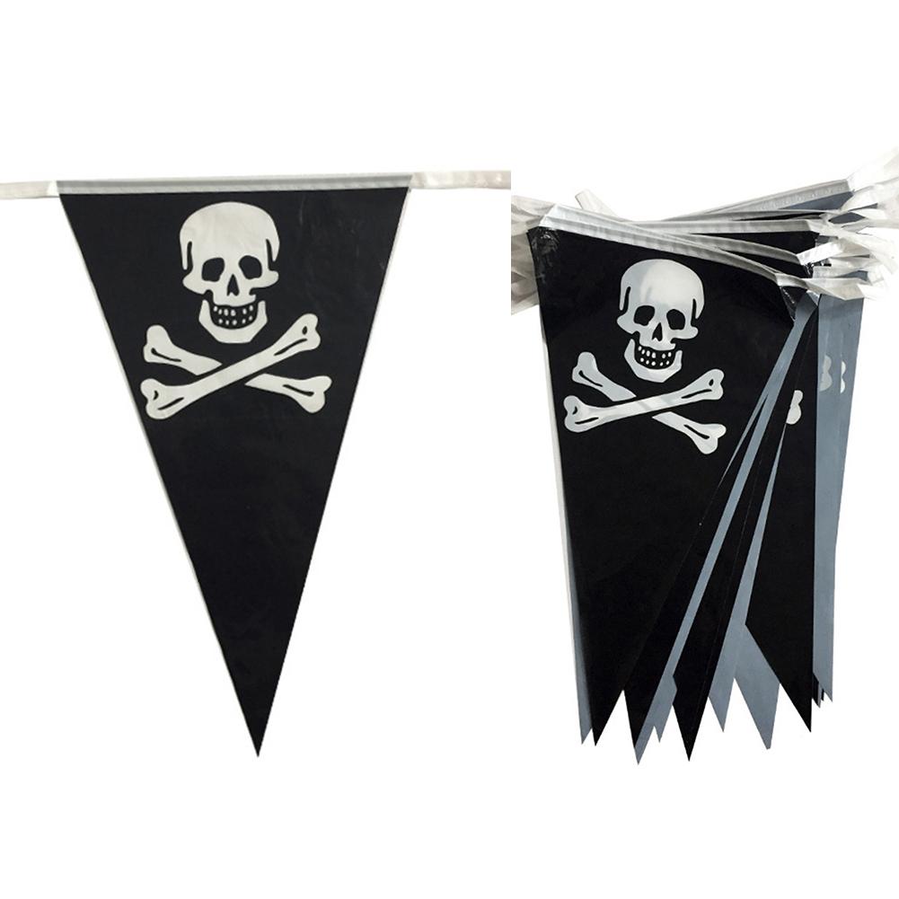 Birthday Skull Pennant Triangle Flags Halloween Pirate Banners