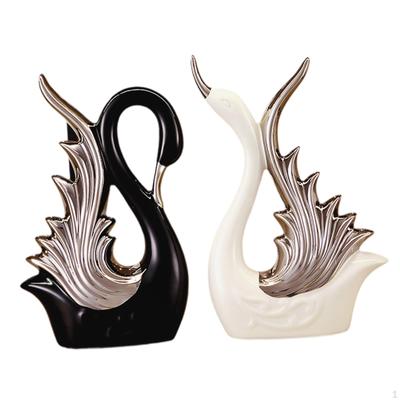 2 stück Schwan Figuren Statuen Keramik Skulptur Schreibtisch Kunst Handwerk Ornament Statue für Regal