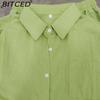 BITCED Women's 2-piece Vintage Plus-size Cotton and Linen Shirt Set High-waisted Loose Trousers