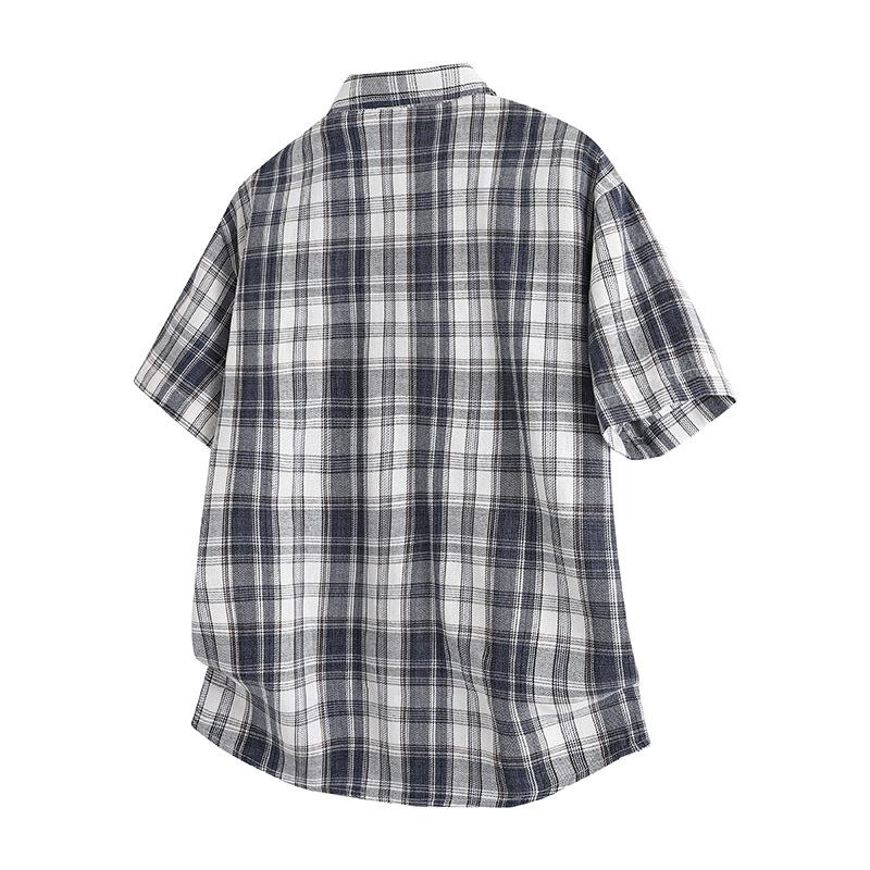 Summer Men'S Plaid In Stock Short Sleeve Shirt Men'S Casual Loose Shirt Jacket