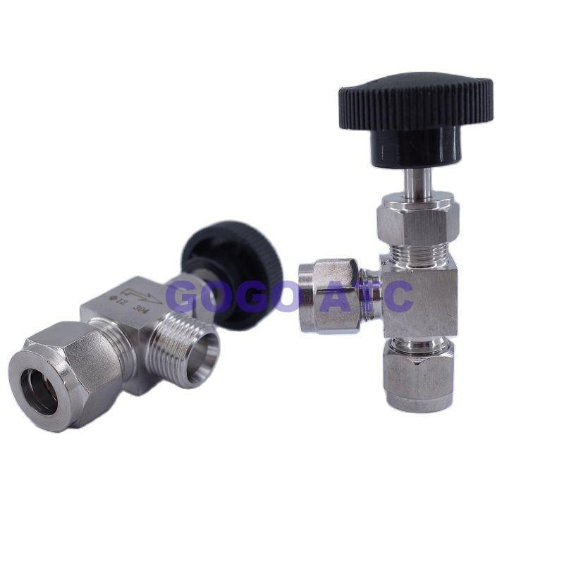 Free ship Adjustable Right angle needle 6 8 10 12mm 1/8 1/4 3/8 inch hard tube SS304 Flow Control shut off crane needle valve