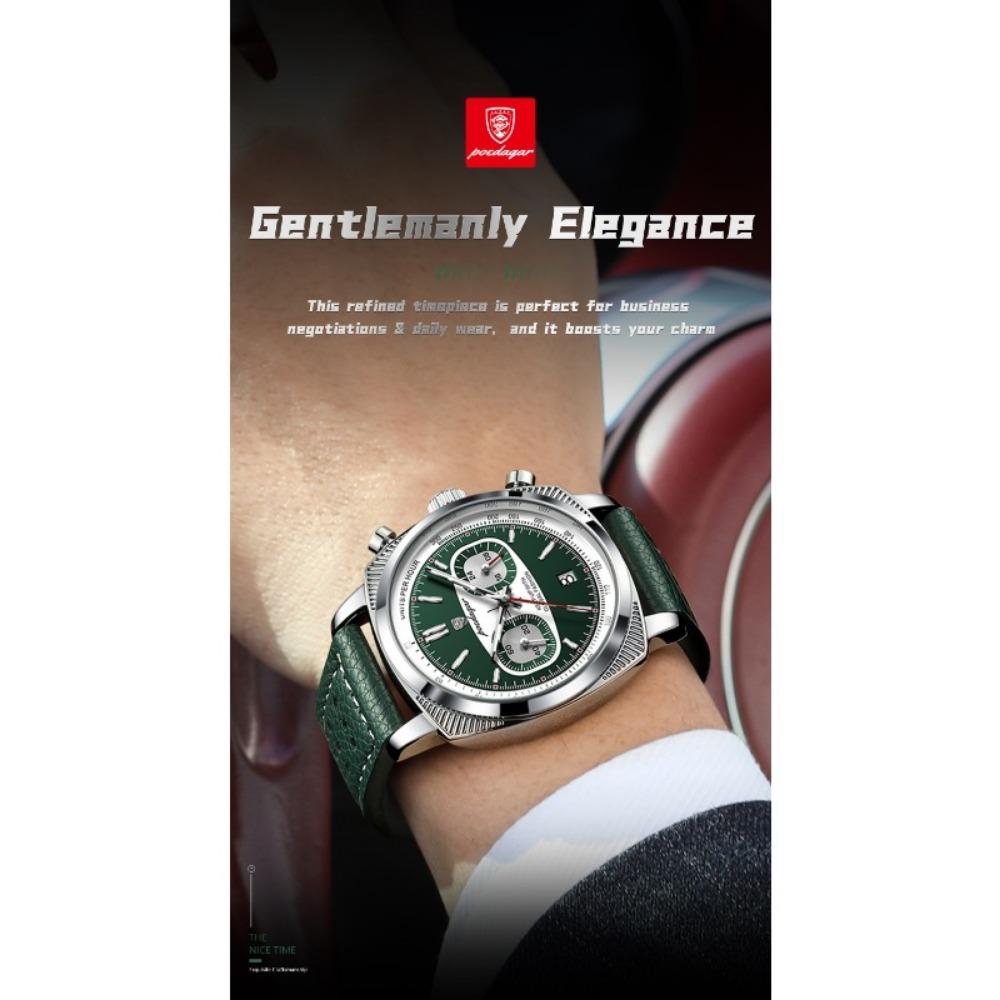 POEDAGAR Original Fashion Men Clock Luminous Waterproof Chronograph Date Watch for Man Luxury Leather Quartz Watches Reloj