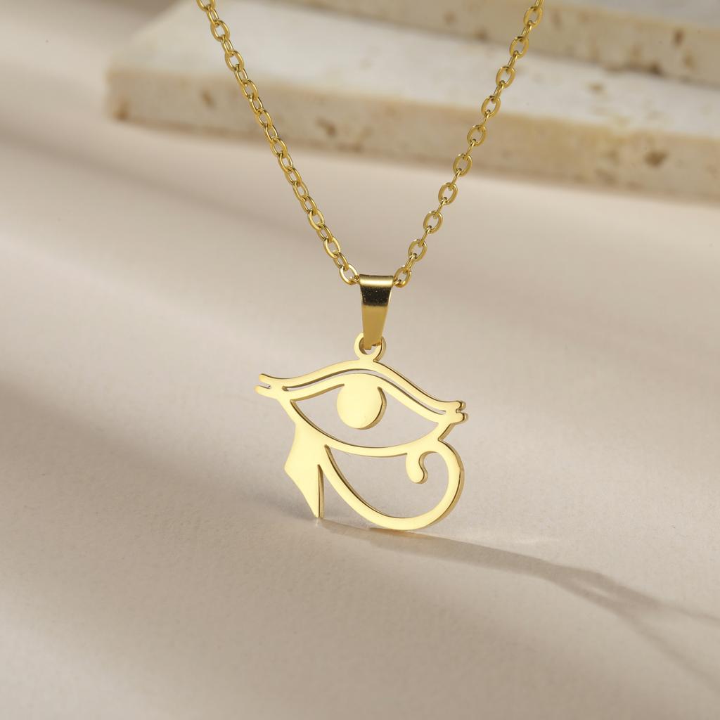 LIKGREAT Egyptian Eye of Horus Ankh Cross Protection Necklace for Women Men Stainless Steel Celtics Knot Amulet Jewelry