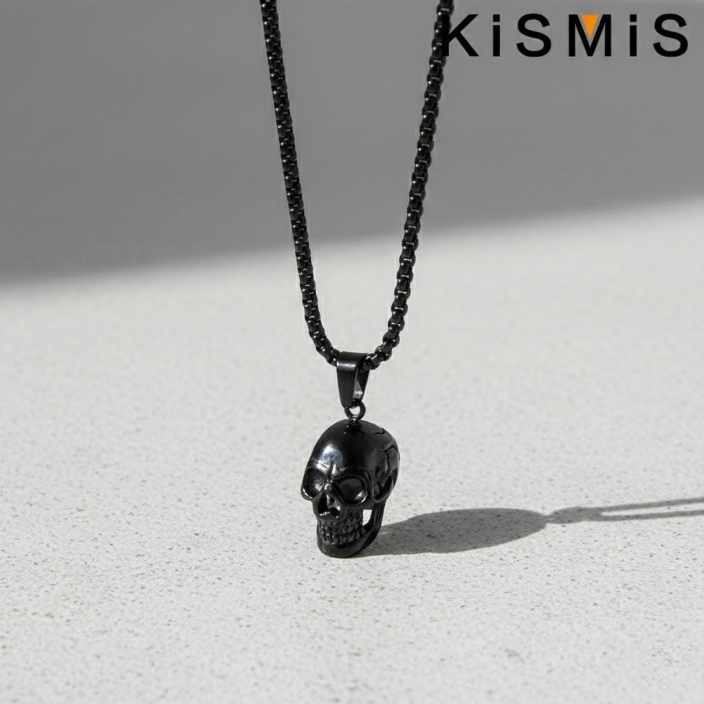 

Personality Retro Punk Rock Goth Trendy Male Exaggerated Skull Necklace Popular Jewelry Party Halloween Gift чёрный