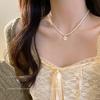 French Style Retro Rose Pendant Pearl Necklace for Women Accessible Luxury Niche Design Classy Clavicle Chain Ornament