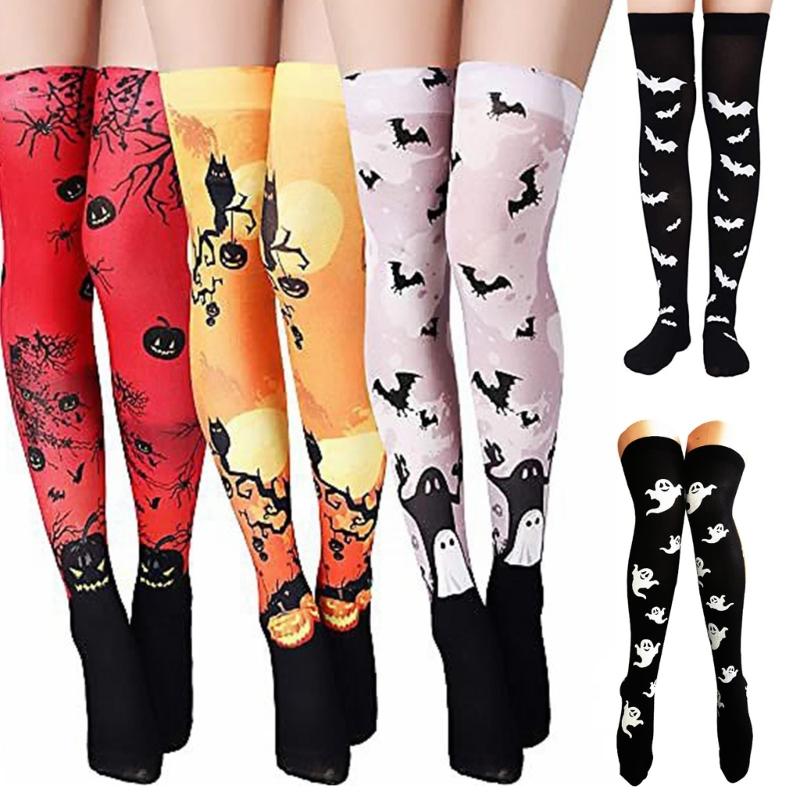 1 Pair Halloween Stockings Thigh High Long Stockings Over Knee Socks Bat Socks Cosplay Festival Stockings for Women Girl