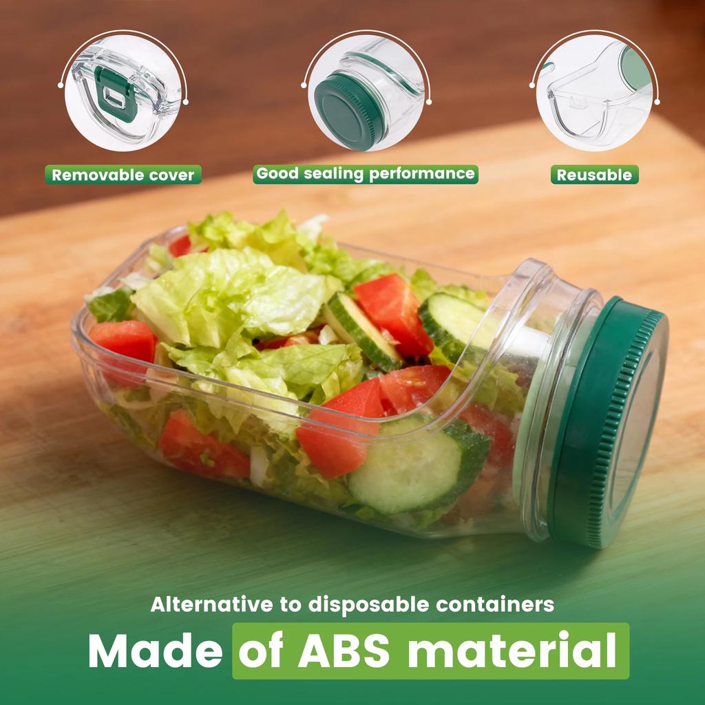 Portable Salad Pod Vertical Layering Plastic Salad Jar Lunch Box Container Leakproof Keep it Fresh Food Container Transparent
