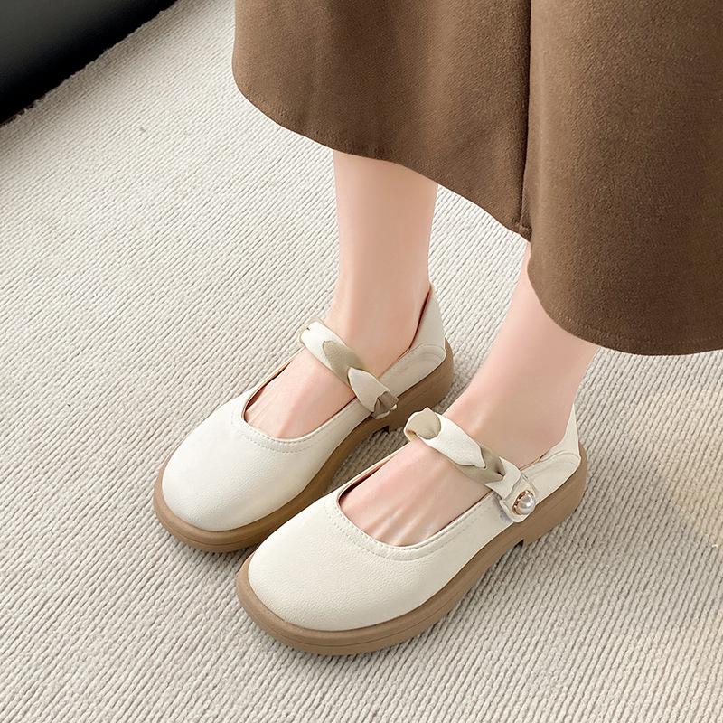 

Mary Jane shoes 2025 new spring and autumn thick heels high heels with skirts small leather shoes fairy gentle wind single shoes 35