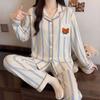 Soft cute rabbit pajamas women's spring and autumn imitation cotton high-value loungewear long-sleeved two-piece set can be worn outside