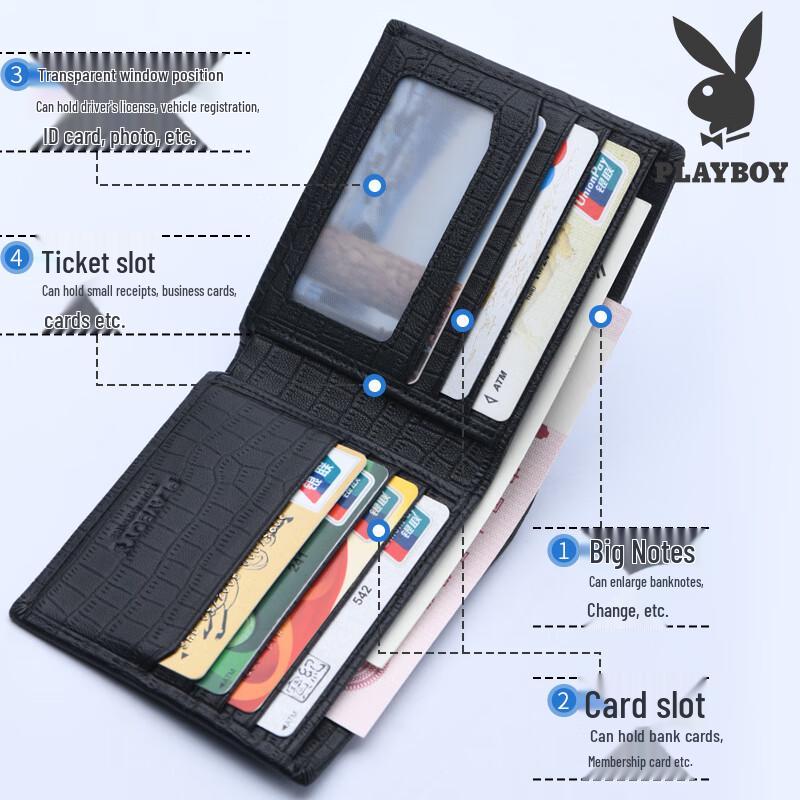 PLAYBOY Men's Genuine Leather Bi-fold Wallet