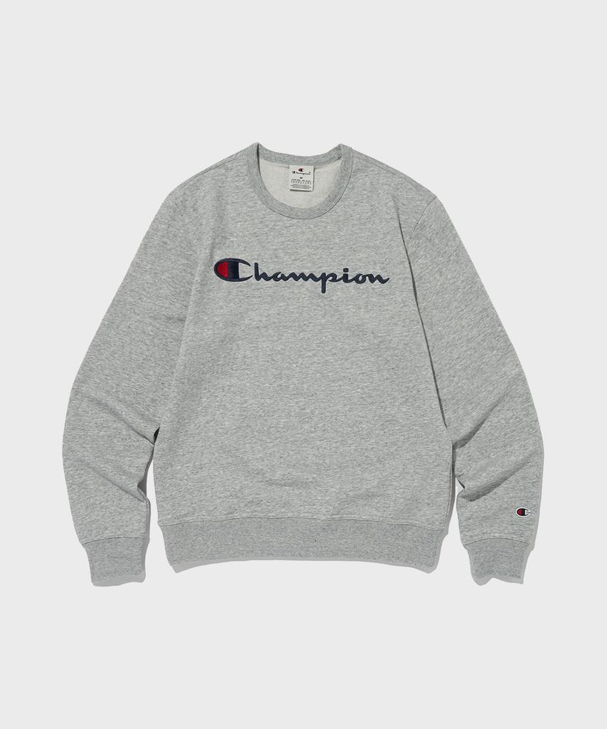 Champion Big Script Logo Crewneck Sweatshirt Normal Grey