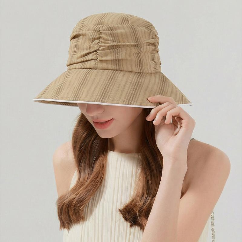 Summer Pleated Sun Hat Women's Big Brim Fisherman Hat Outdoor Travel Sun Hat