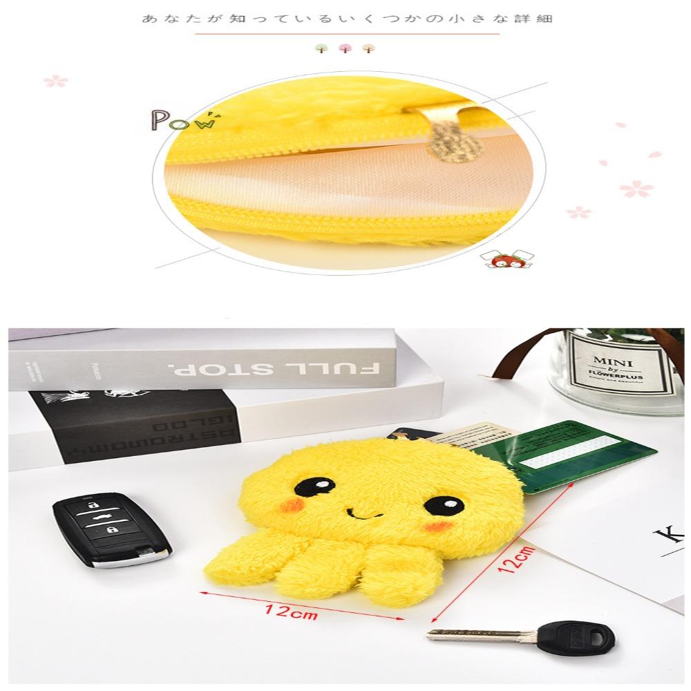 Plush Octopus Coin Purse 12*12cm(4.72*4.72in) Wallet Pouch Oval Zipper Plush Pouch  Women
