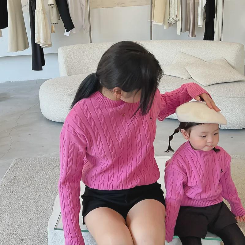 Clearance: Children's Cable Knit Sweater - Autumn Style Wool Pullover for Girls & Babies, Parent-Child Matching Option Available.