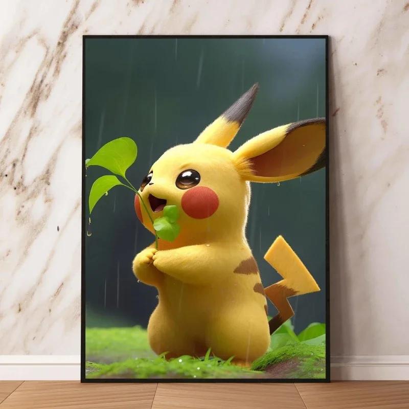 Pikachu Canvas Prints Cute Anime Poster Decor Paintings Modern Living Room Cartoon Character Picture Wall Decor Gifts