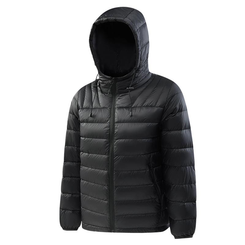 Unisex Lightweight Hooded Short Down Jacket – Versatile Ribbed Winter Coat