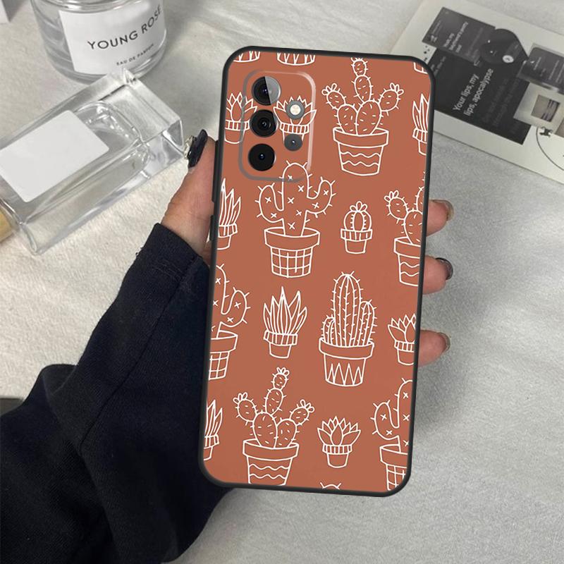 Boho Botanical Leaf Cow Cactus Case For Samsung Galaxy A56 A36 A16 A33 A13 A23 A52 A32 A12 A54 A34 A14 A53 A15 A35 A55 A17