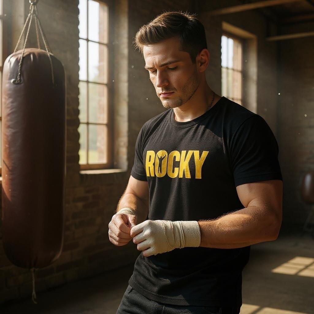 

Rocky Print T-Shirt Mens Cotton Crew Neck Tee Top Short Sleeve S-XXL 5XL різнокольоровий