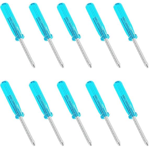 10PCS Mini Phillips Screwdriver, 2mm Cross Head with Blue Non-slip Handle for Small Appliances, 2.56"(65mm) Total Length, Non-magnetic