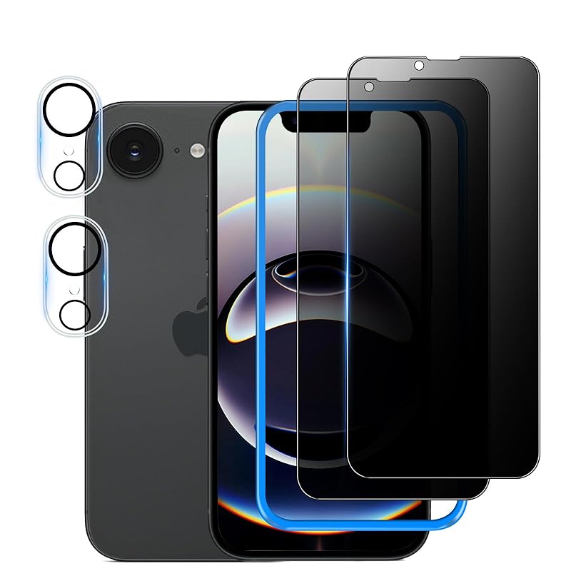 

[Prevention of prying eyes] iPhone16e for glass film Prevention of prying eyes [2 pieces] + camera film [2 pieces] [With guide frame] lcd protection