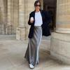 Women Fishtail Skirt High-Waisted Satin-Like Breathable Shiny Slimming Design Maxi Skirt Work Leisure Daily Wear