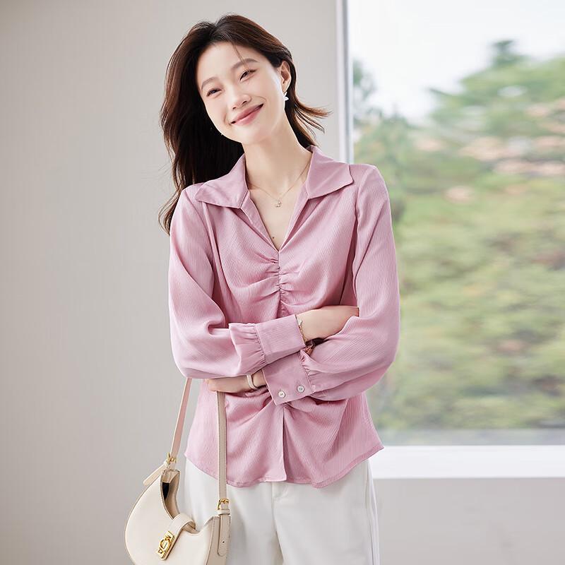 Women s V-Neck Long Sleeve Chiffon Commuter Blouse L