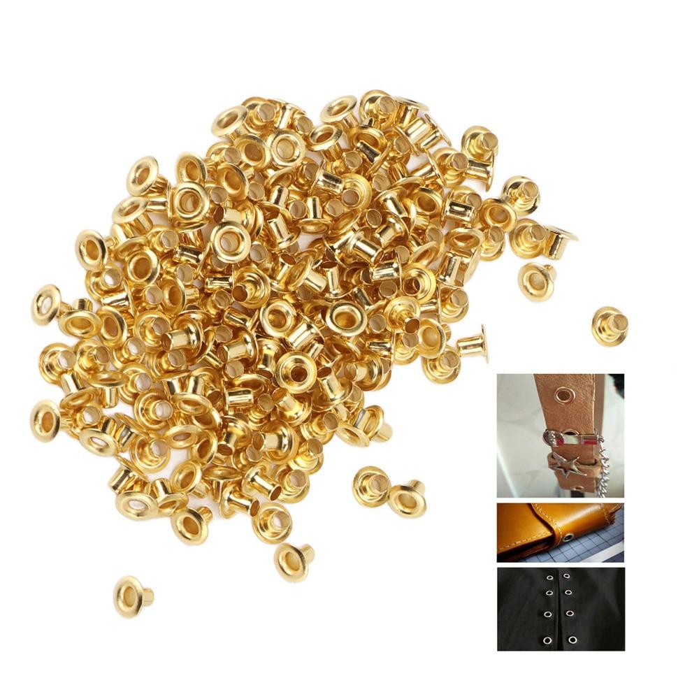 500pcs Through Hole Design Grommets Kit Gold Tone Metal Eyelets Tiny Hollow Rivets For DIY Project