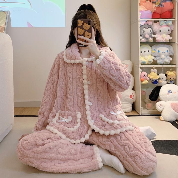 

Женская плюшевая пижама: Милый и уютный кардиган из кораллового флиса на осень и зиму XXL