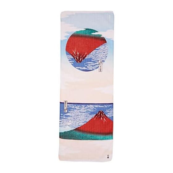 Yamamoto Jin Shoten Japanese Goods Kyoto Small Items Ukiyo-e Tenugui Double Gauze Tenugui Red Fuji Clear Weather with a Southern Wind (Hokusai)