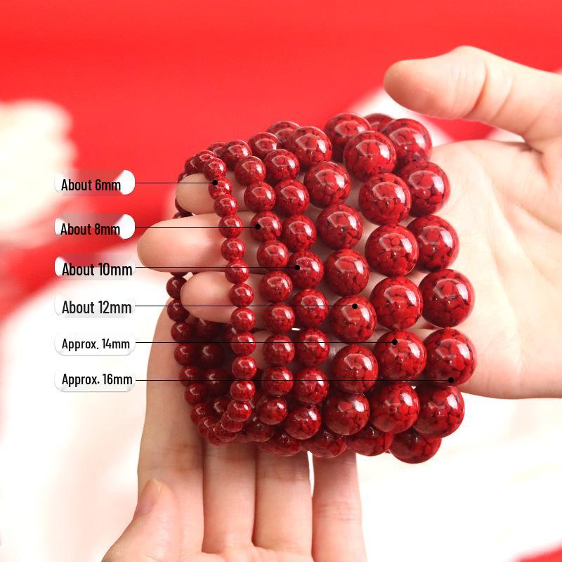 Lingxi Cinnabar Crystal Sand Bracelet with Raw Stone 