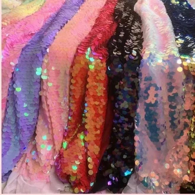 18mm Fish Scale Sequin Embroidered Fabric Photography Live Broadcast Background Decoration Cloth Stage Costumes Production