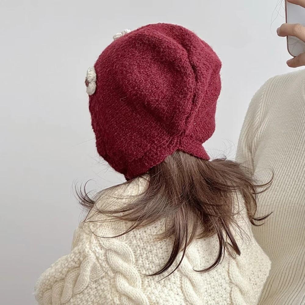 Floral Pattern Earflap Hat Thick Warm Lining Infant Ear Protection Cap  For Baby Girls